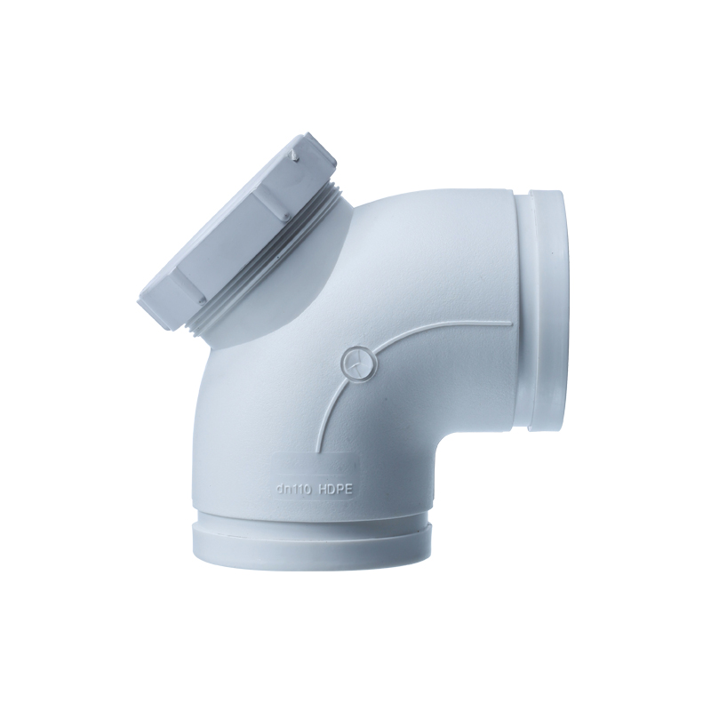 90°彎頭帶檢丨HDPE溝槽式連接靜音管